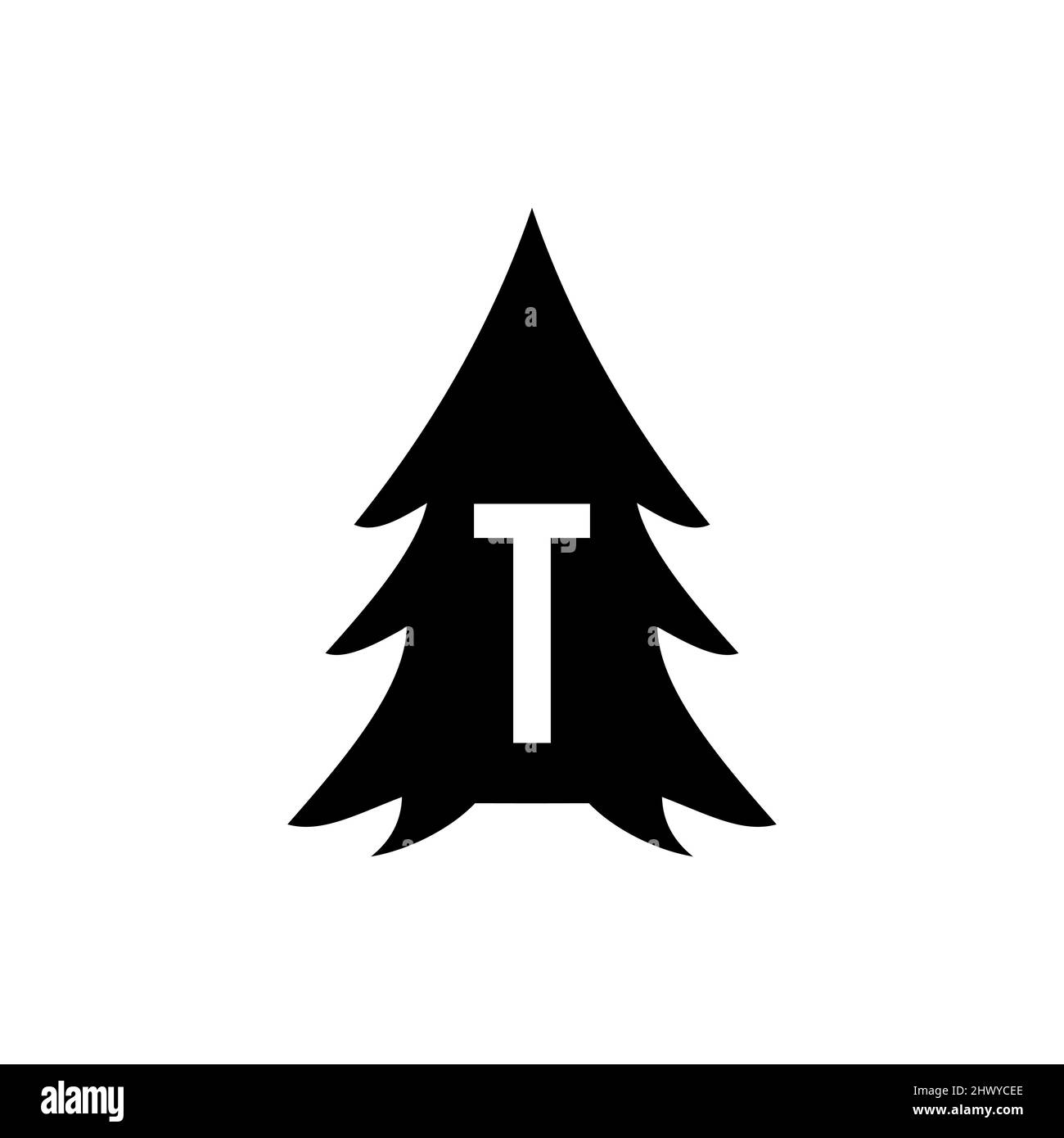 Pine Tree Logo Design On Letter T Template. Pine Tree Hotel Resort Wood ...