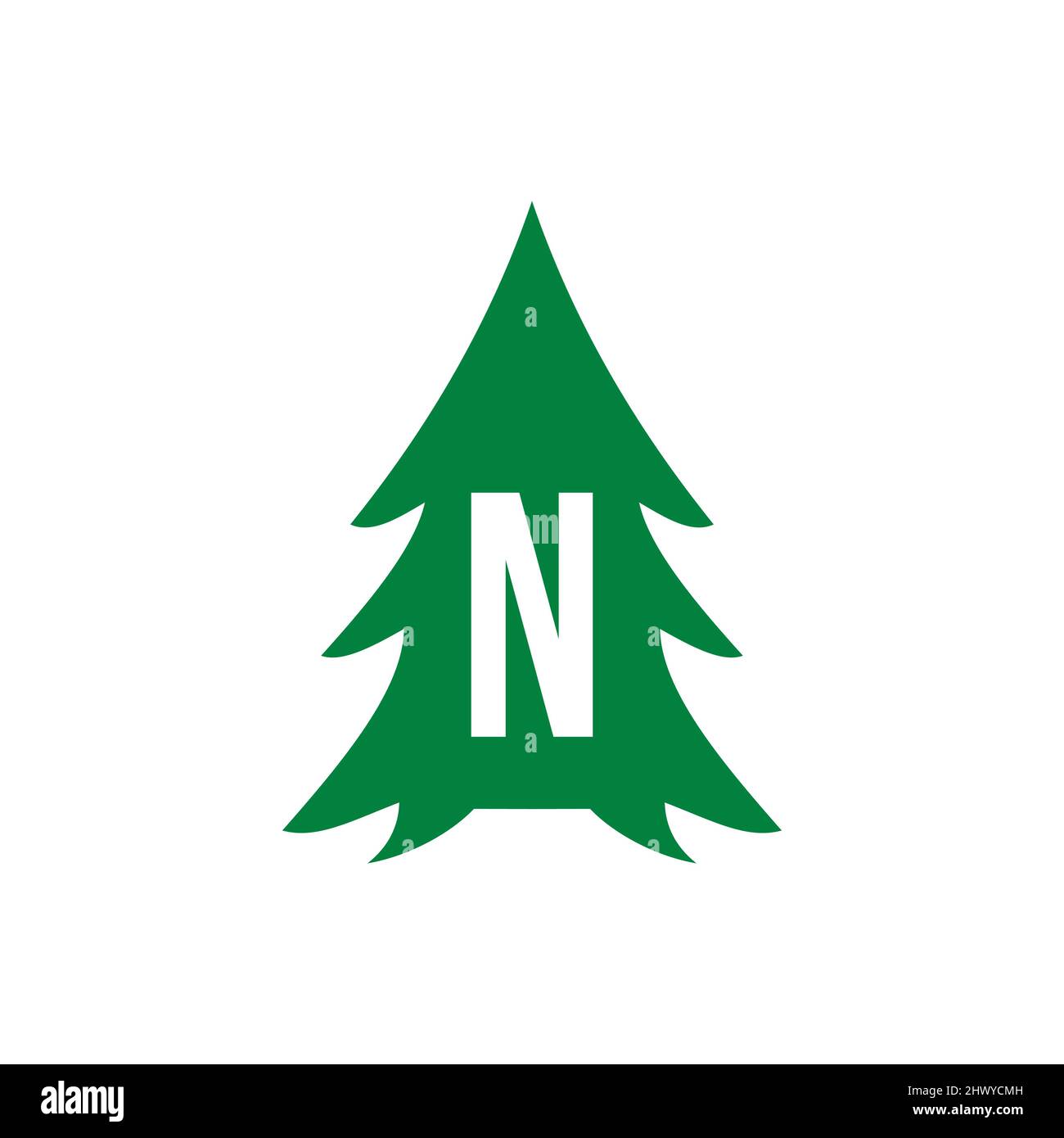 Pine Tree Logo Design On Letter N Template. Pine Tree Hotel Resort Wood ...