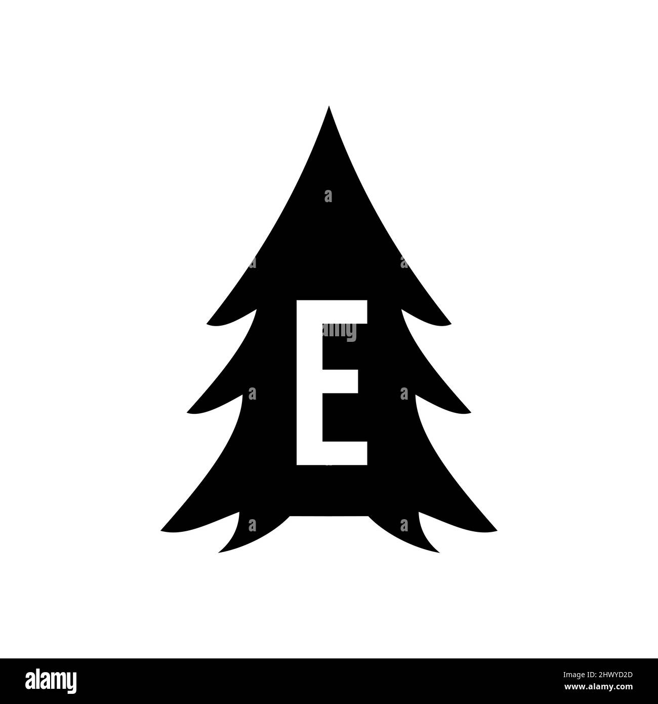 Pine Tree Logo Design On Letter E Template. Pine Tree Hotel Resort Wood ...