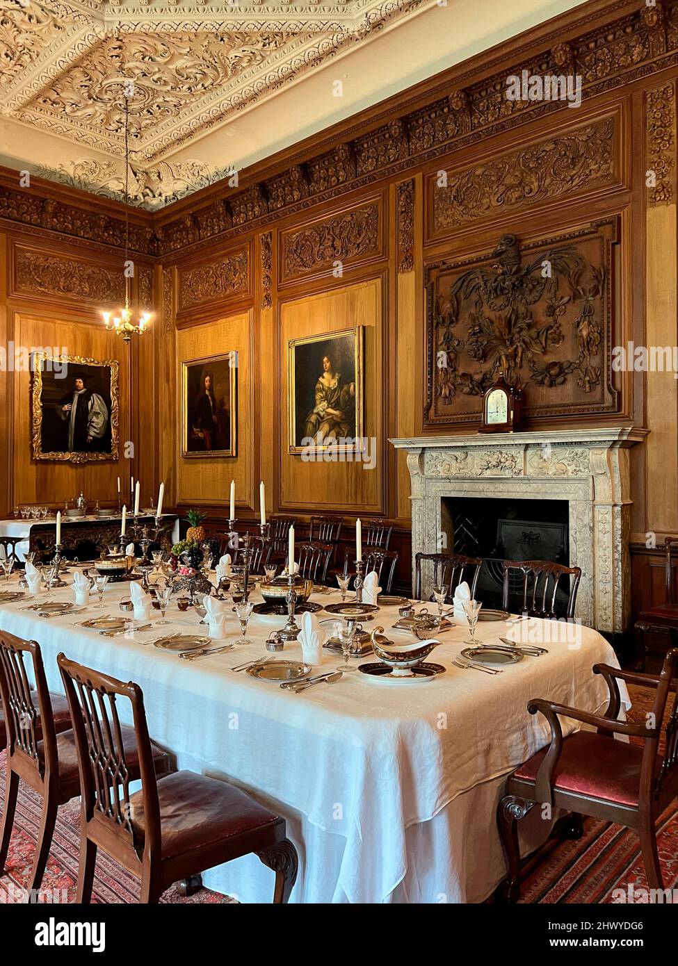 The Dining Room in Lyme Hall near Disley in Cheshire, England Stock