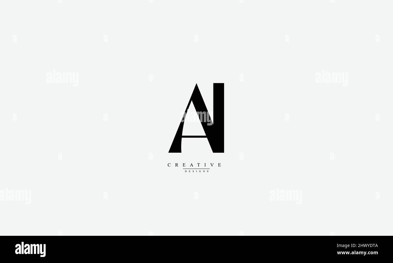Alphabet letters Initials Monogram logo AI IA A I Stock Vector