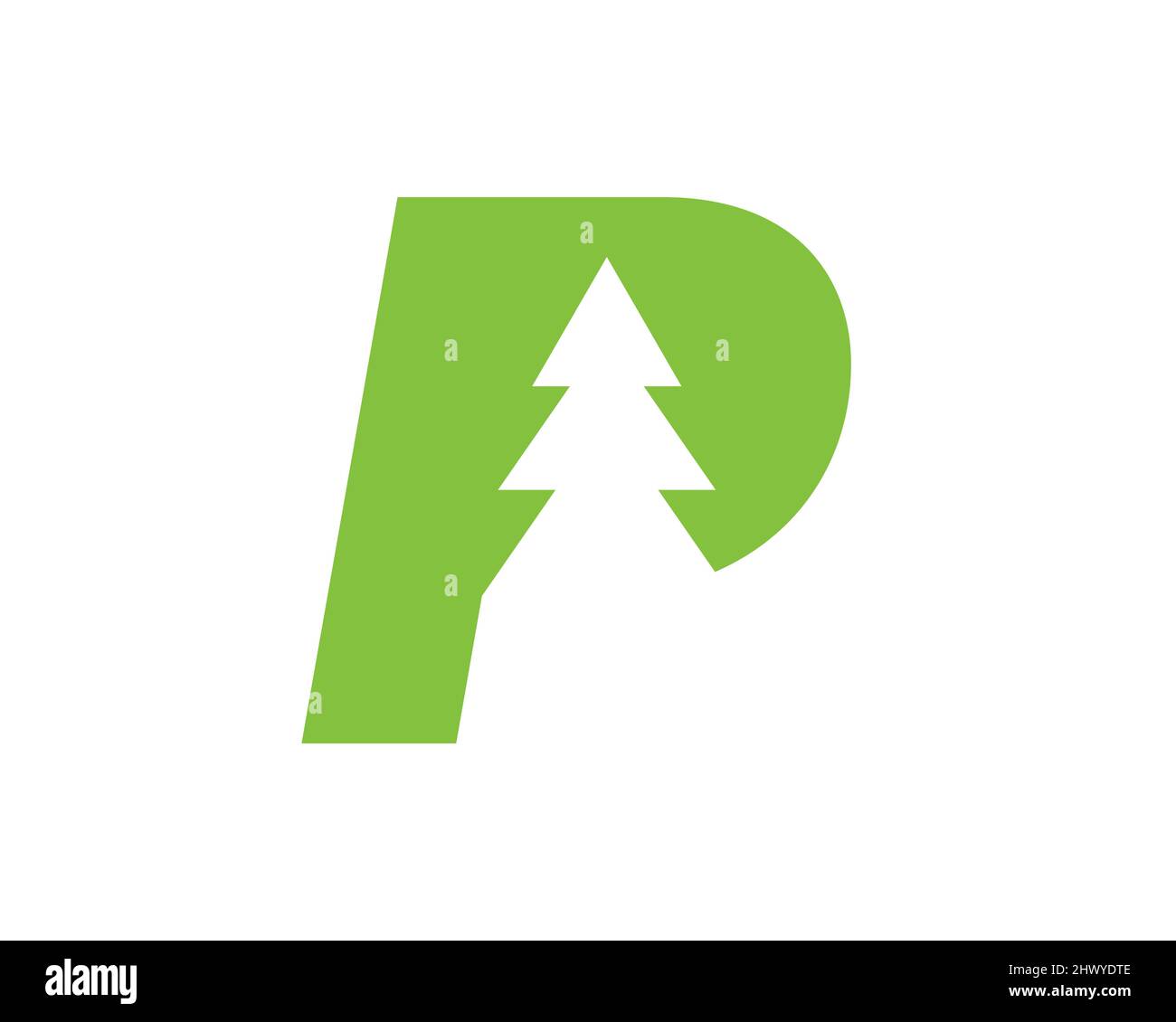 Pine Tree Logo Design On Letter P Template. Pine Tree Hotel Resort Wood ...