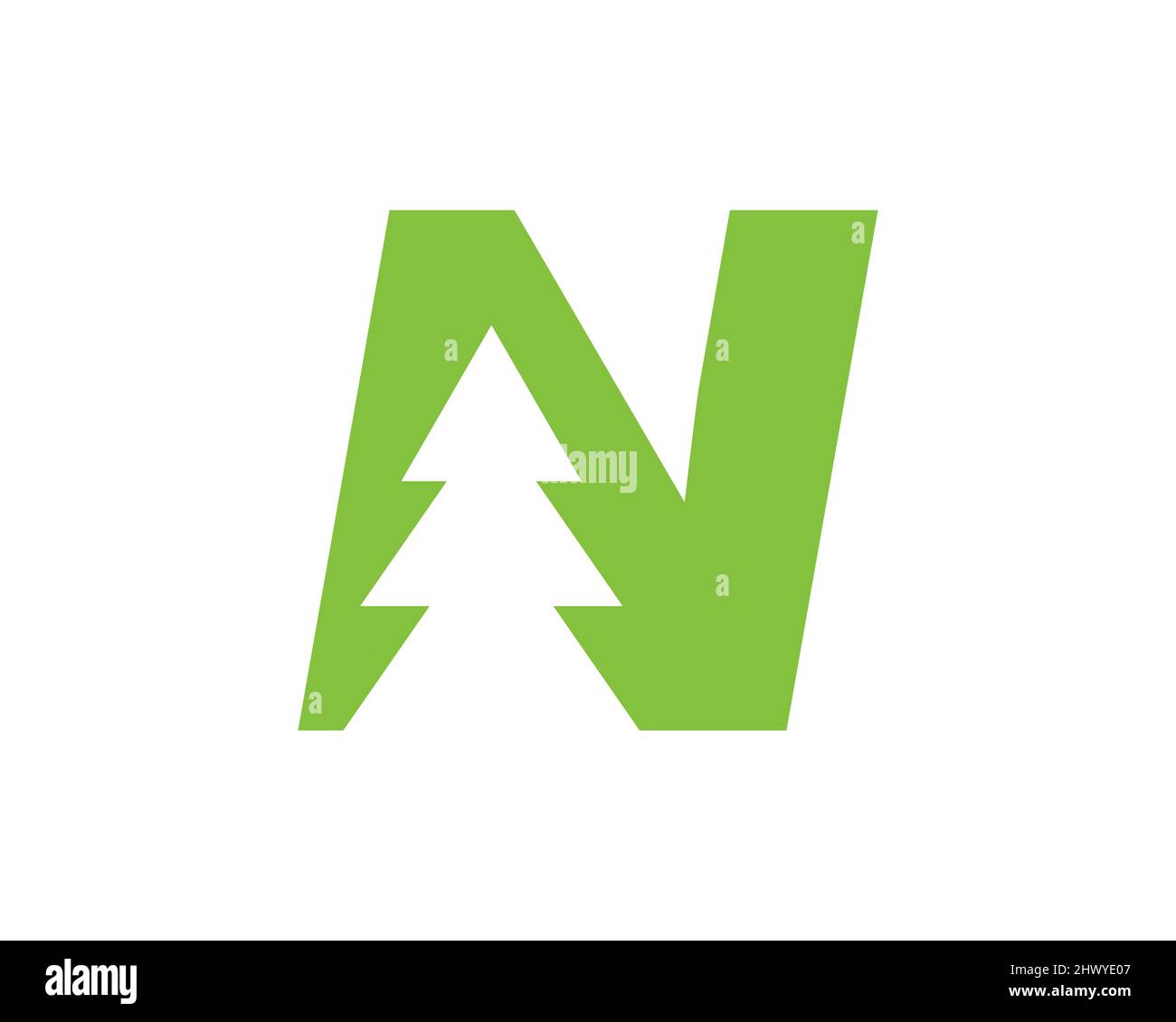 Pine Tree Logo Design On Letter N Template. Pine Tree Hotel Resort Wood ...