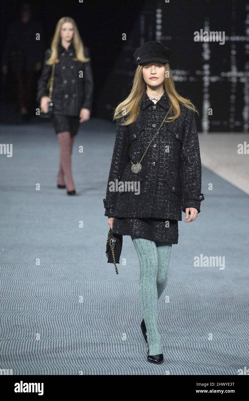 A model walks the runway during the Chanel Womenswear Fall/Winter 2022-2023  show as part of Paris Fashion Week in Paris, France on March 08, 2022.  Photo by Aurore Marechal/ABACAPRESS.COM Stock Photo 
