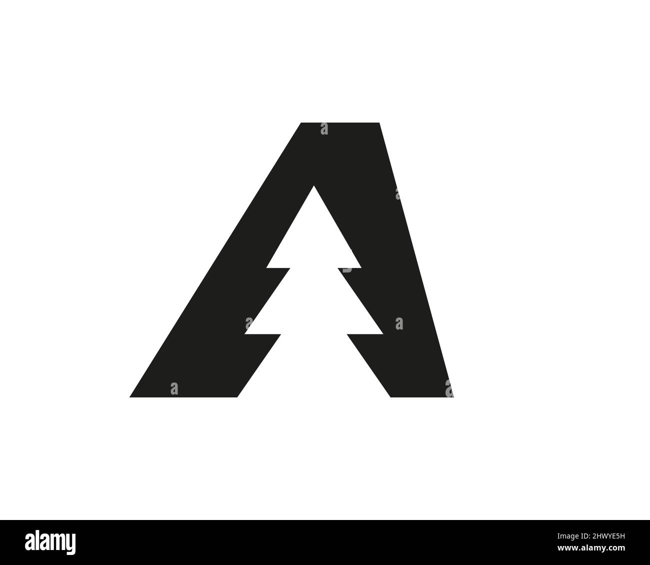 Pine Tree Logo Design On Letter A Template. Pine Tree Hotel Resort Wood ...