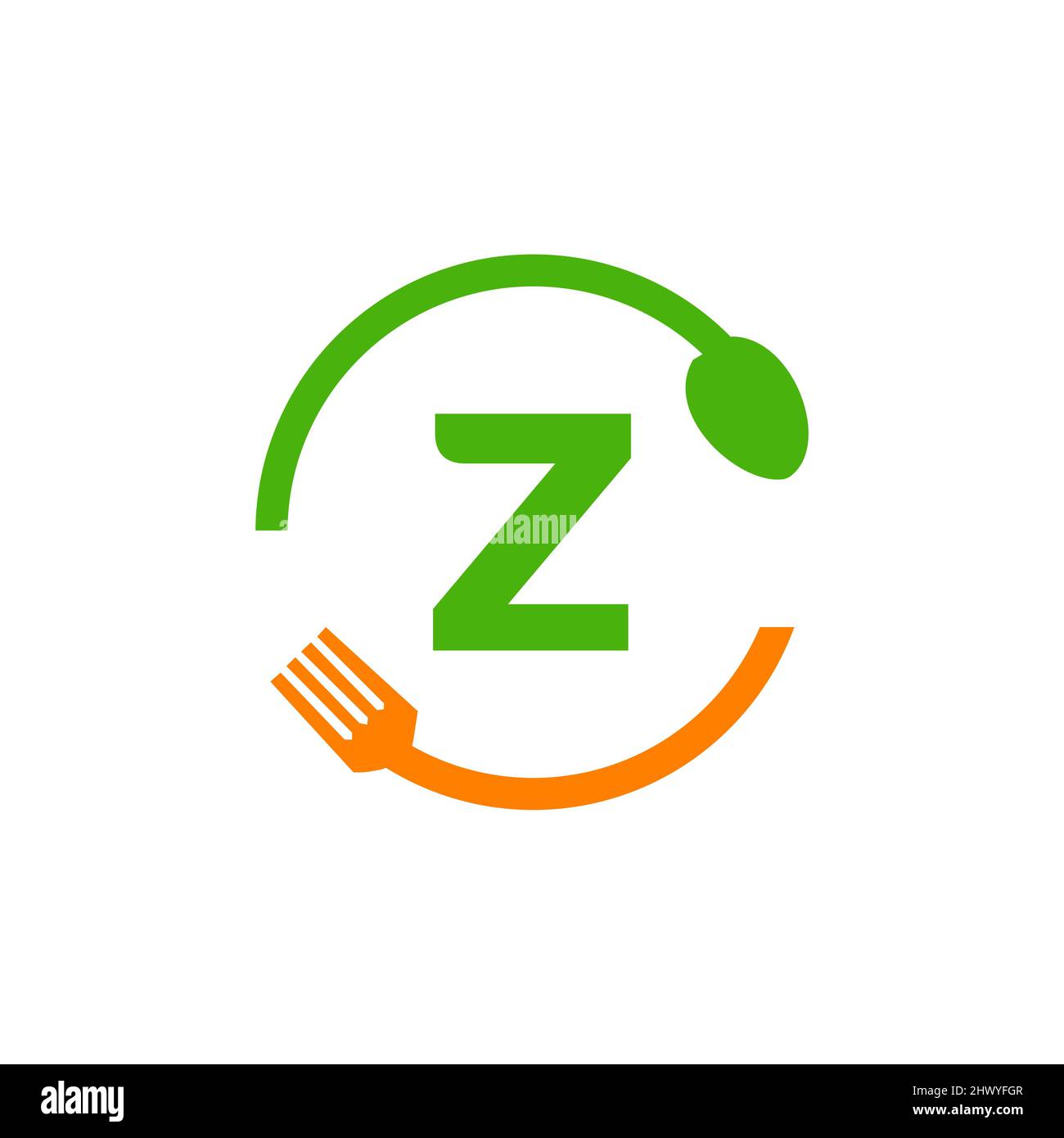 Restaurant Logo Design On Letter Z With Spoon And Fork Concept Template. Cooking Logo, Bbq Sign, Grill Fork With Z Letter Vector Stock Vector