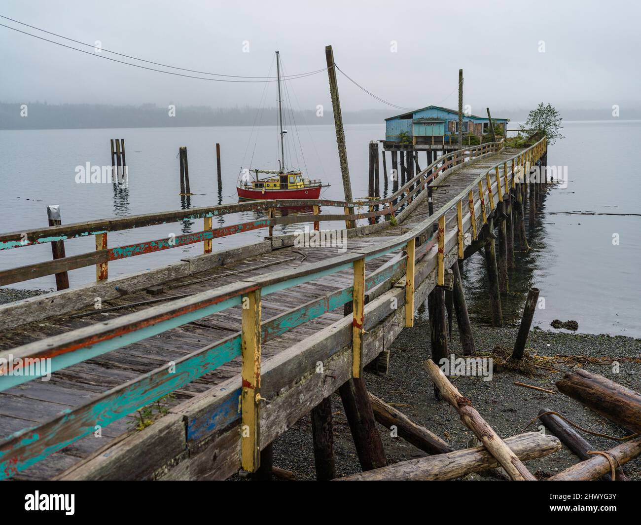 Dock along the shoreline Village of Alert Bay on Cormorant Island ...