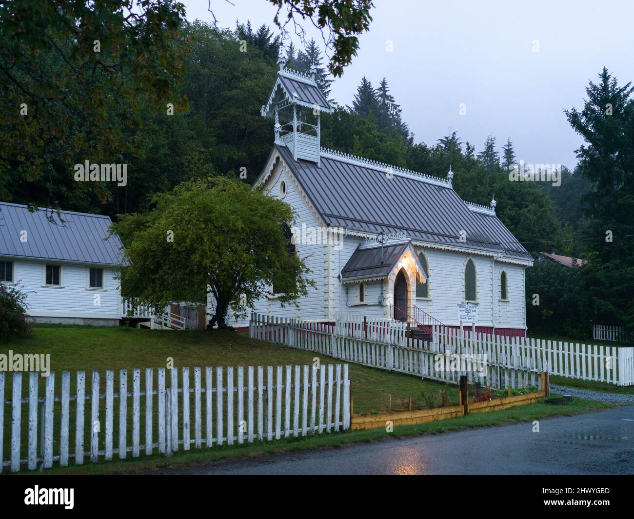 Church in the Village of Alert Bay on Cormorant Island, Johnstone Strait, British Columbia, Vancouver Island, Canada Stock Photo
