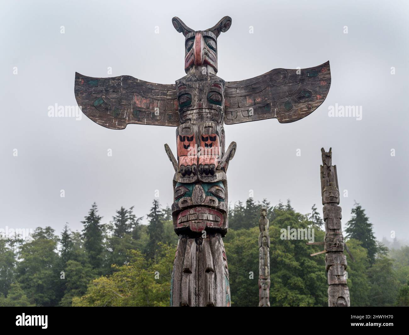 Totem poles at Alert Bay, Cormorant Island, Johnstone Strait, Namgis