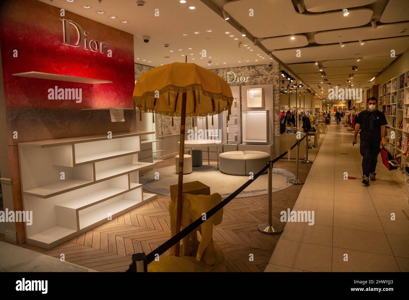 Moscow, Russia. 8th of March, 2022 A closed DIOR shop at the TsUM