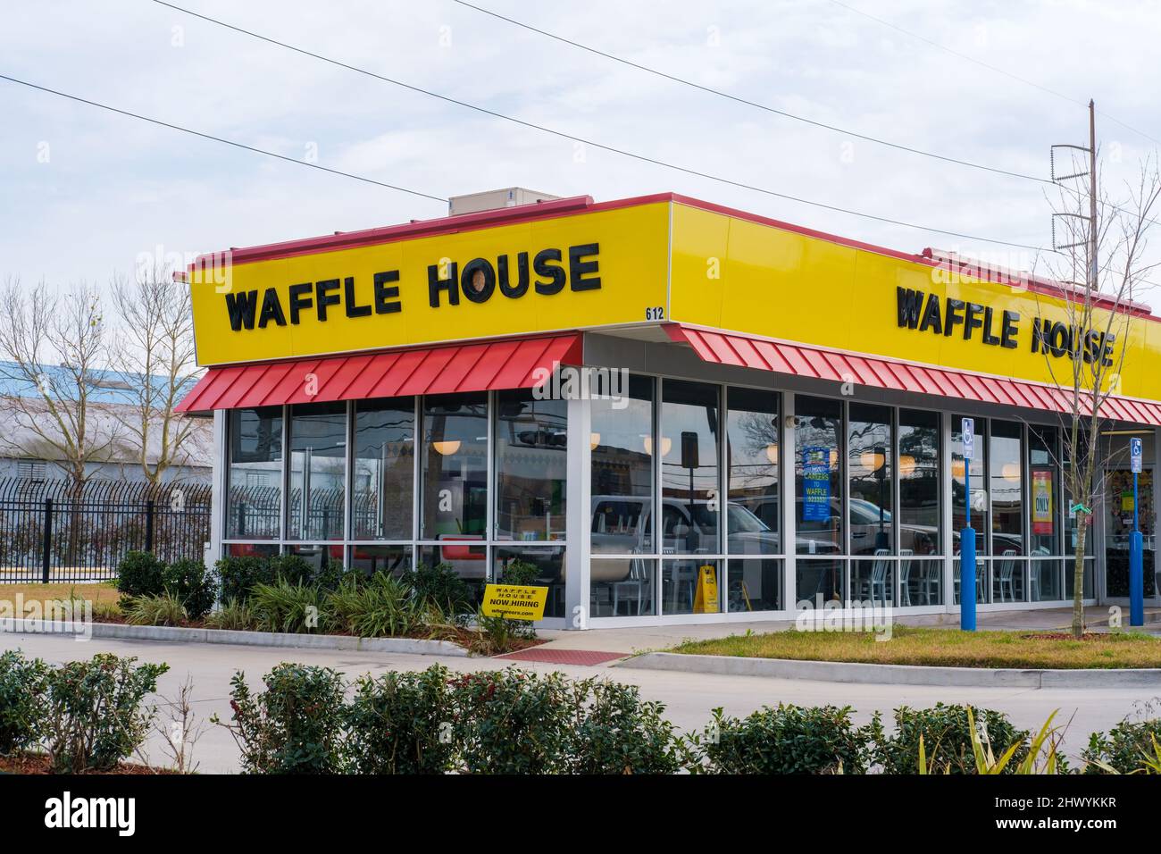 JEFFERSON, LA, USA - MARCH 3, 2022: Waffle House Restaurant on Jefferson Highway in suburban New Orleans Stock Photo