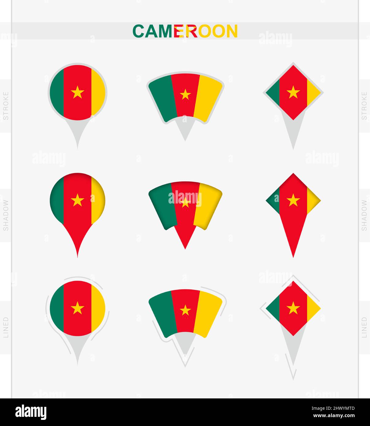 Cameroon Flag Set Of Location Pin Icons Of Cameroon Flag Vector Illustration Of National 