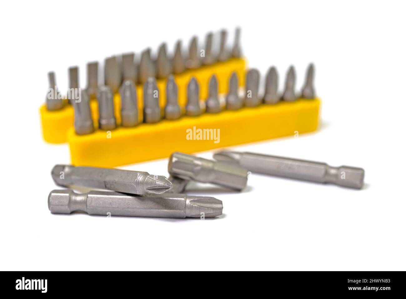 Various screwdriver bits against white background Stock Photo Alamy