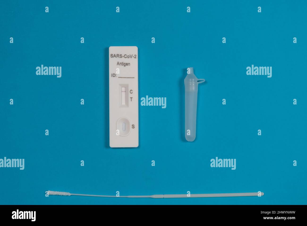 antigen test kit. This quick blood test shows a positive result for antigens for SARSCoV2