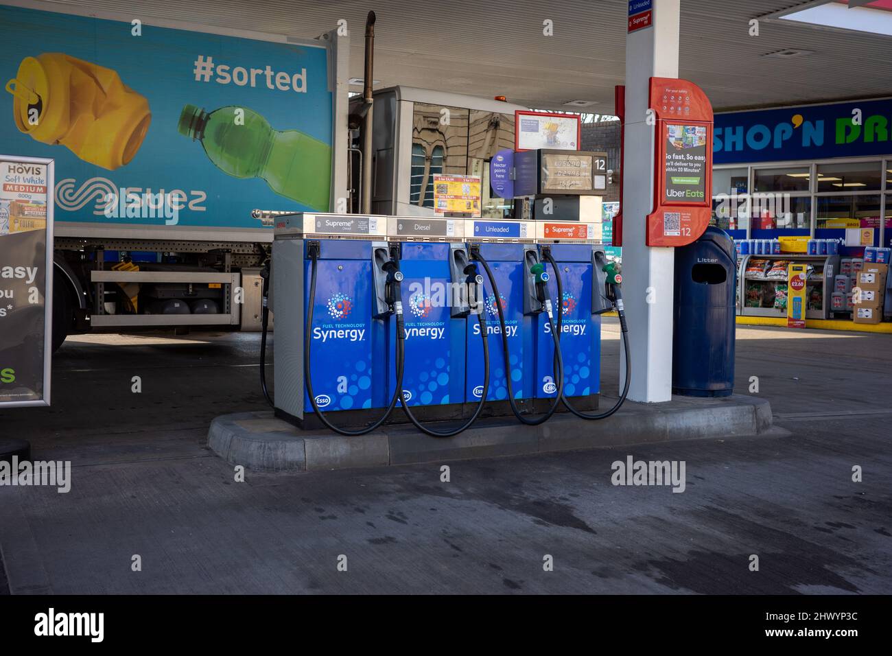 Esso petrol station. Park Row, Bristol, UK (Mar 22) Stock Photo