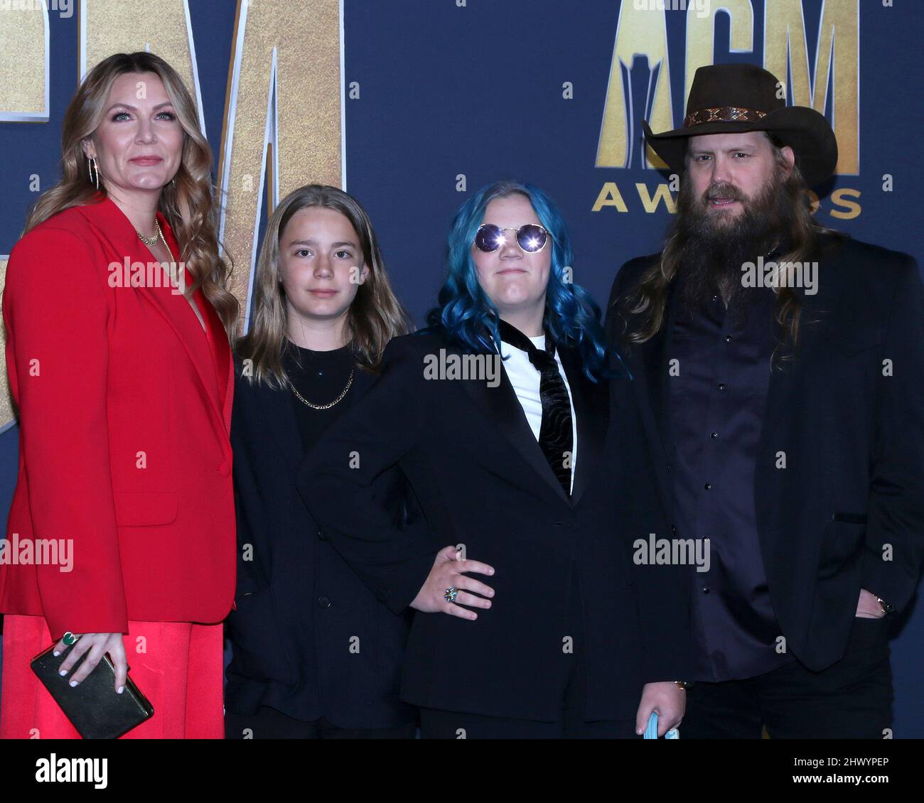 LAS VEGAS - MAR 7:  Morgane Stapleton, Chris Stapleton, Ada Stapleton, Chris Stapleton at the 2022 Academy of Country Music Awards  Arrivals at Allegient Stadium on March 7, 2022  in Las Vegas, NV (Photo by Katrina Jordan/Sipa USA) Stock Photo