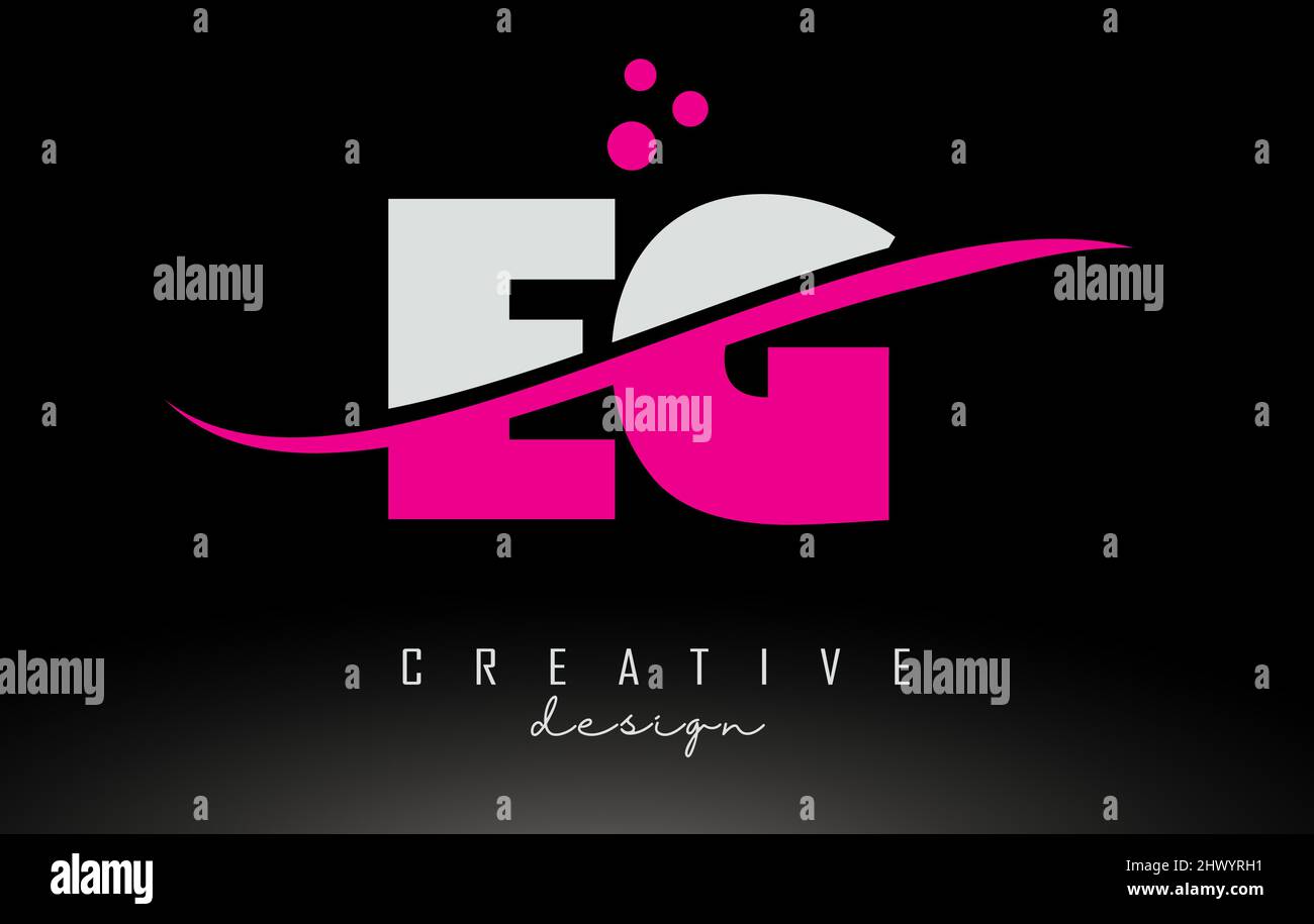 EG E G White and pink Letter Logo with Swoosh and Curved Lines Stock ...
