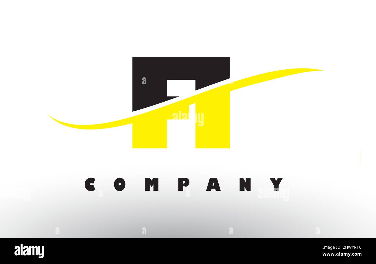 FI F I Black and Yellow Letter Logo with White Swoosh and Curved Lines ...
