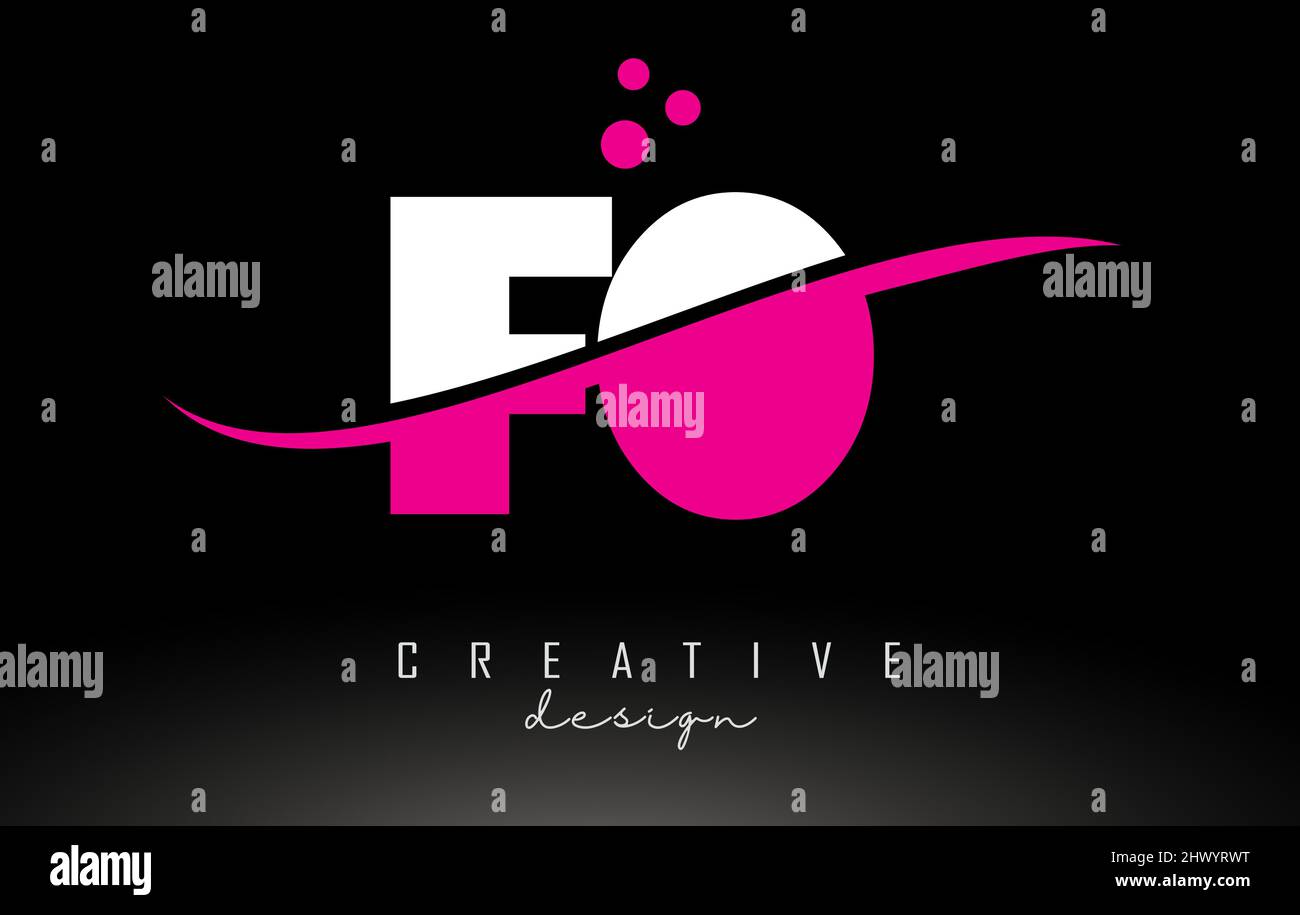 FO F O white and pink Letter Logo with White Swoosh, dots and Curved ...
