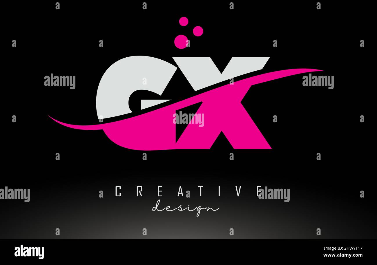 GX G X white and pink Letter Logo with Swoosh and Curved Lines Stock ...