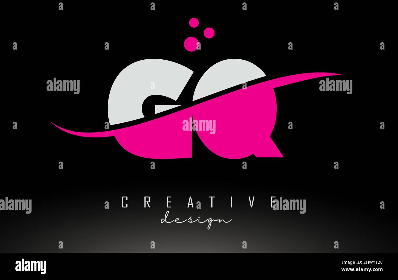 GQ G Q white and pink Letter Logo with White Swoosh, dots and Curved ...
