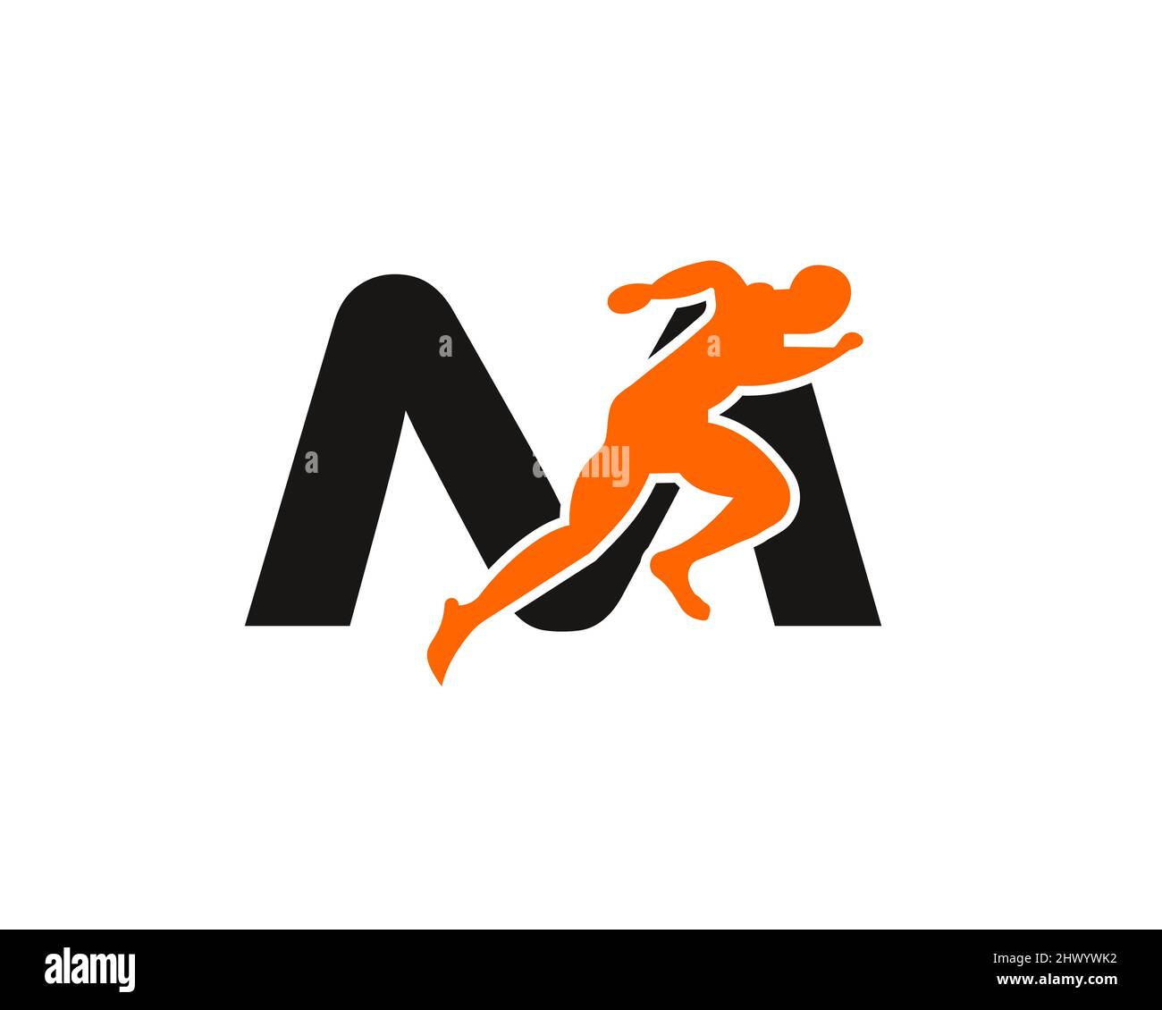 Sport Running Man Front View On Letter M Logo. Running man Silhouette Logo  Template For Marathon, template, Running Club Or Sports Club Logo Stock  Vector Image & Art - Alamy