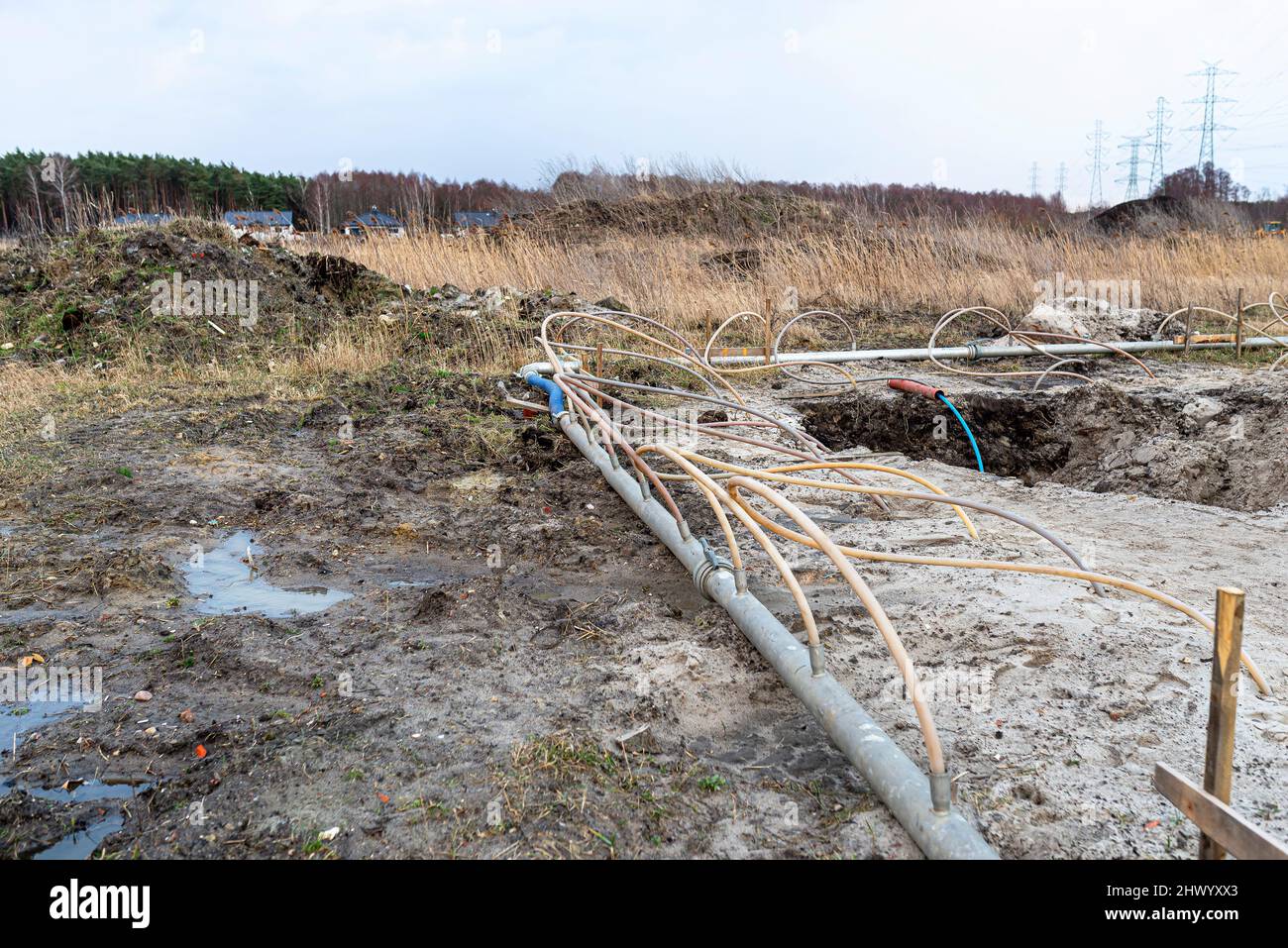 Wellpoint installation to get rid of high groundwater, visible metal ...