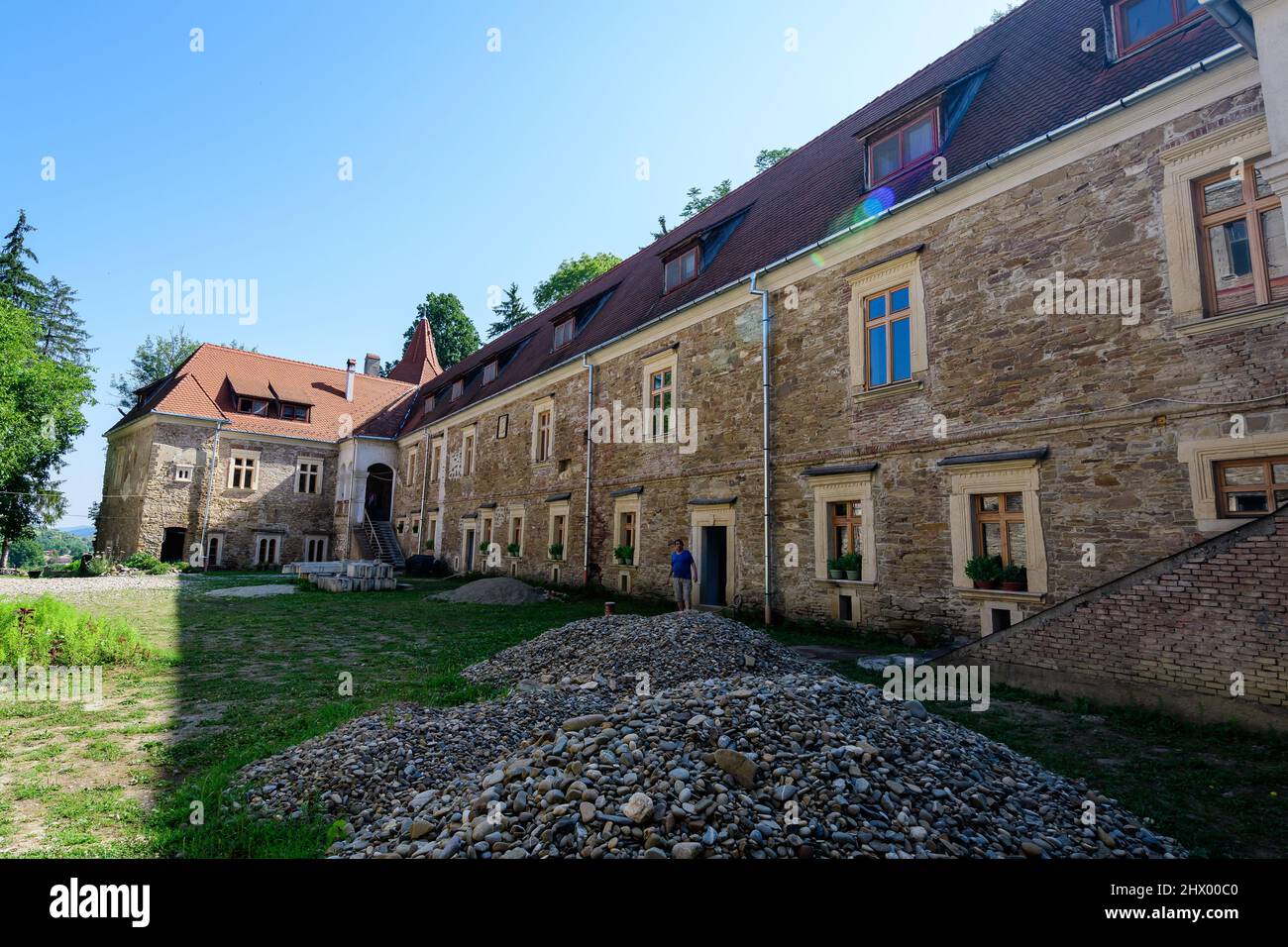 Old building in the renovation process at Cris Bethlen Castle in Mures county, in Transylvania (Transilvania) region, Romania in summer Stock Photo