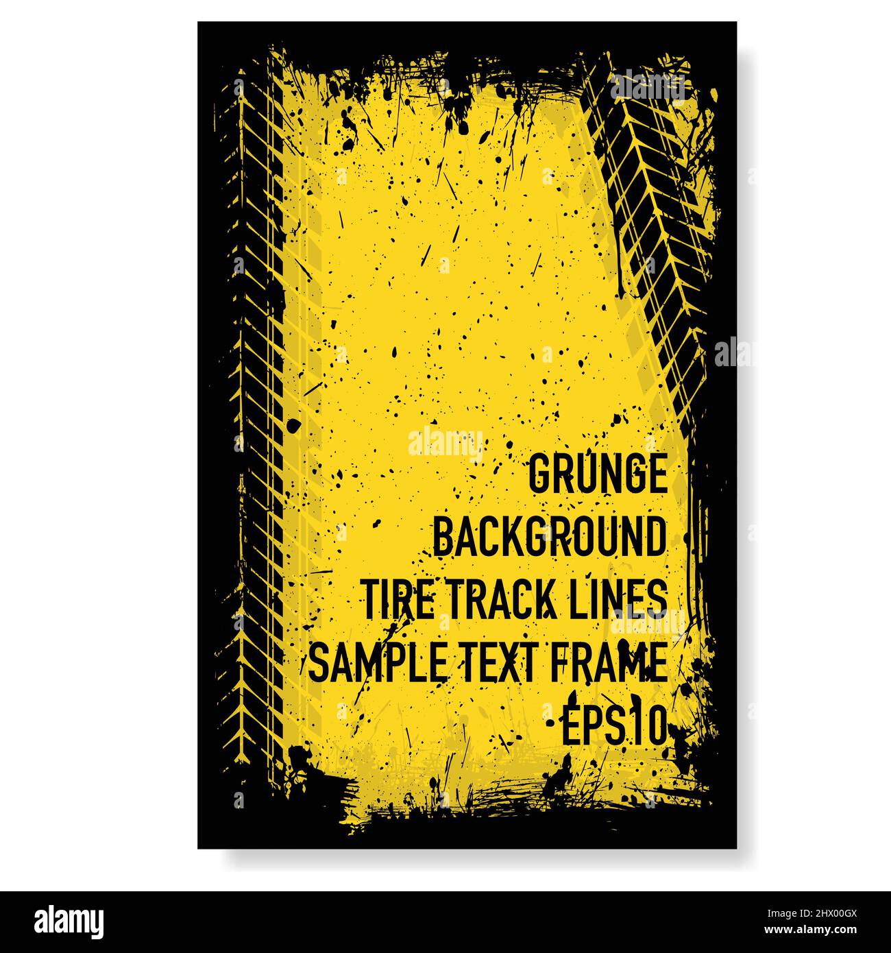 Grunge text tire tracks frame set Stock Vector