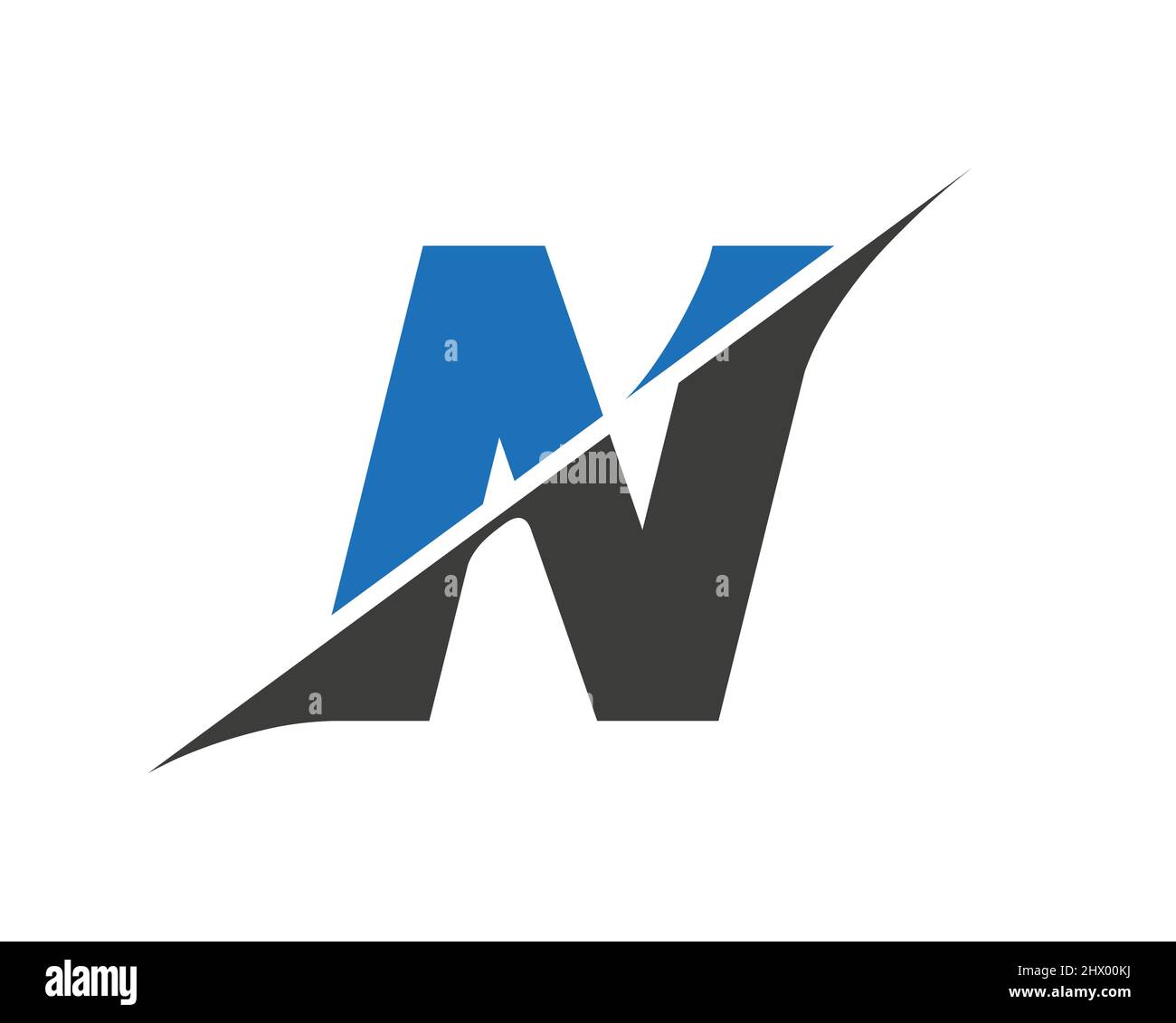 Modern N letter logo with Slash concept. Initial monogram letter N logo design Vector. N sliced letter logo Stock Vector