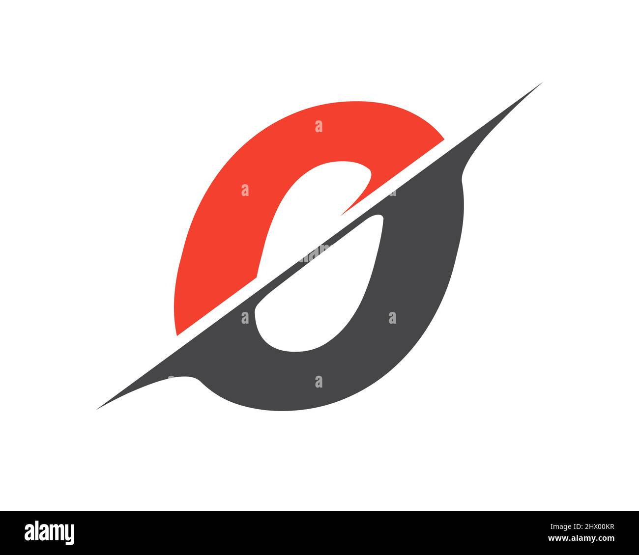 Modern O letter logo with Slash concept. Initial monogram letter O logo design Vector. O sliced letter logo Stock Vector