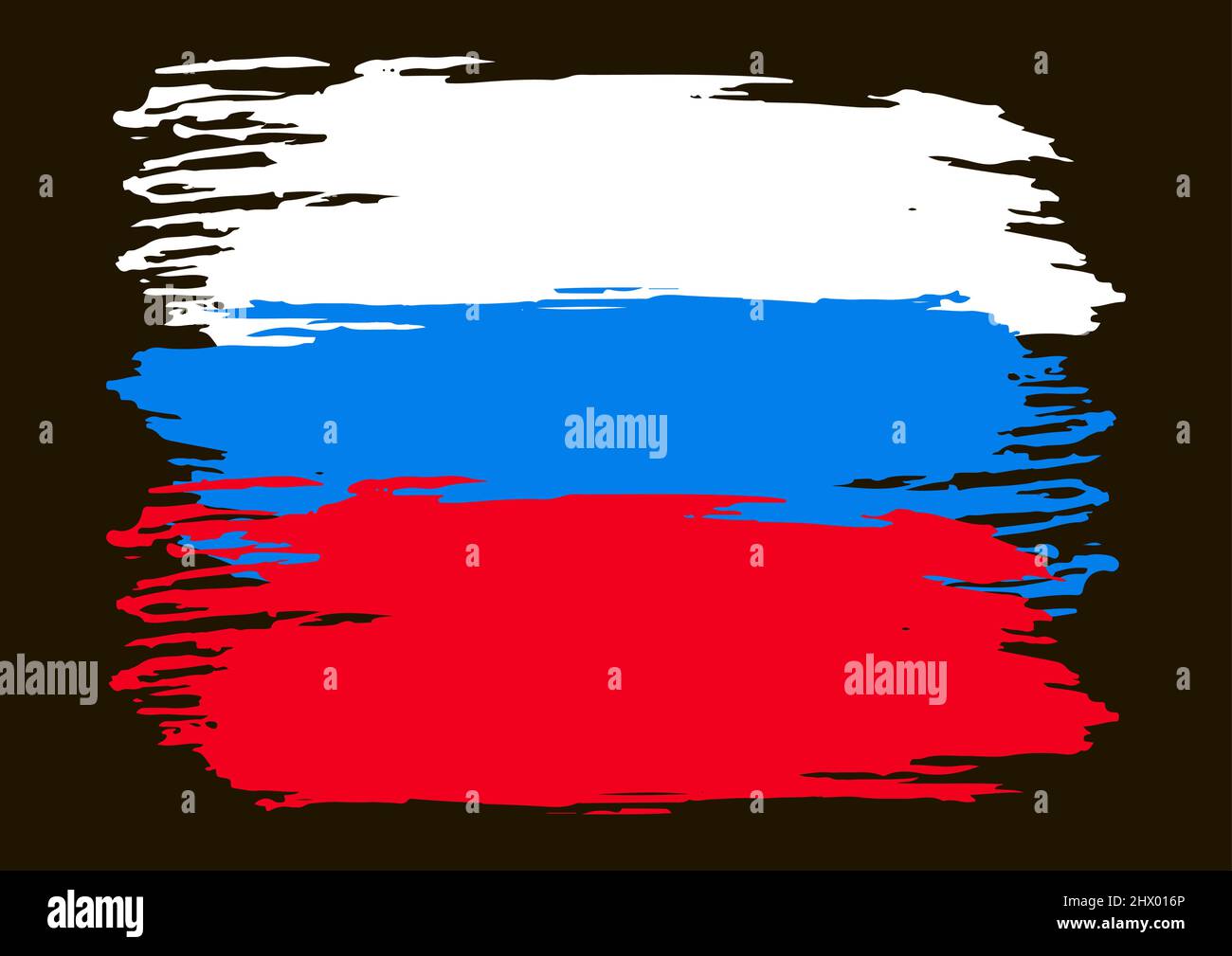 The flag of Russia is painted with paint. Russian flag in grunge style