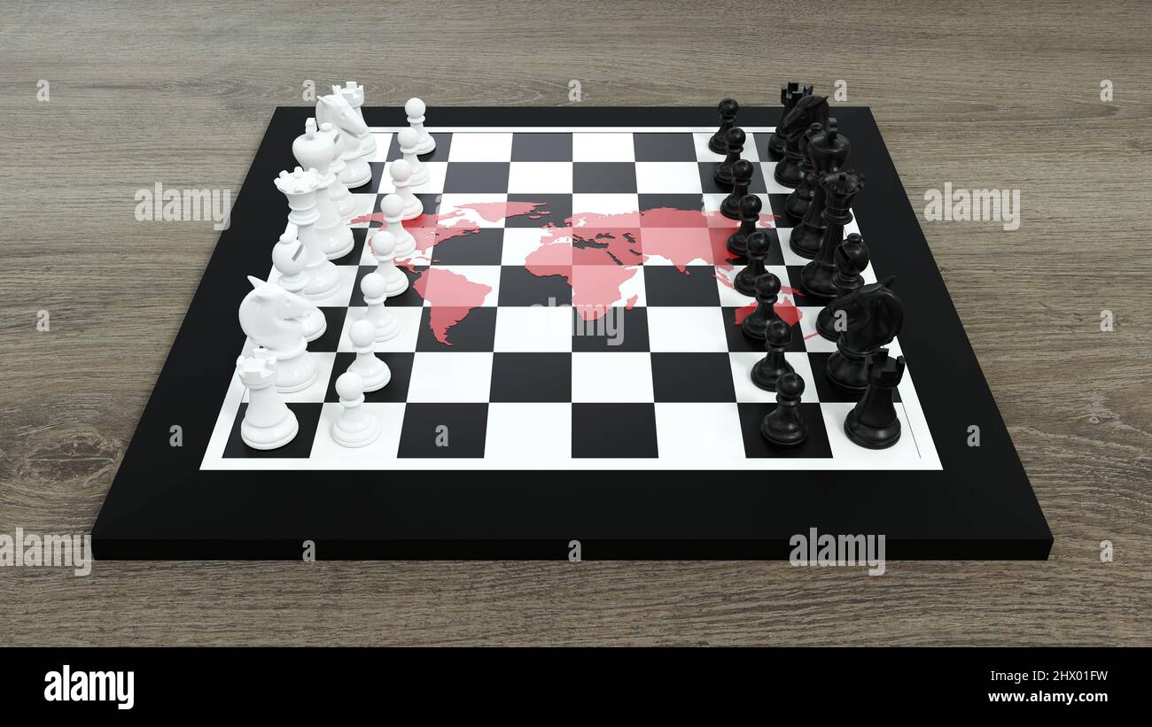 chess on old map Stock Photo - Alamy