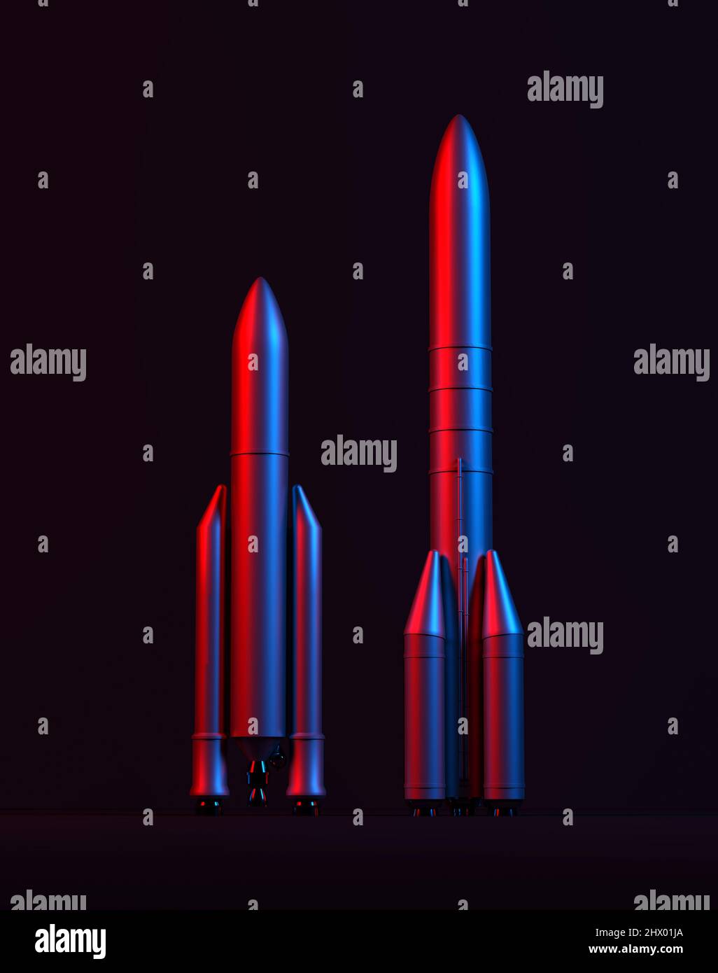 evolution of european rockets - 3d rendering Stock Photo