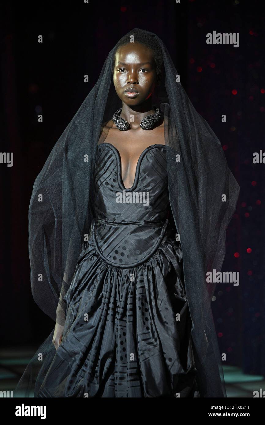 A model walks on the runway at the Vivienne Westwood fashion show during  Fall/Winter 2022 Collections Fashion Show at Paris Fashion Week in Paris,  France on March 5, 2022. (Photo by Jonas