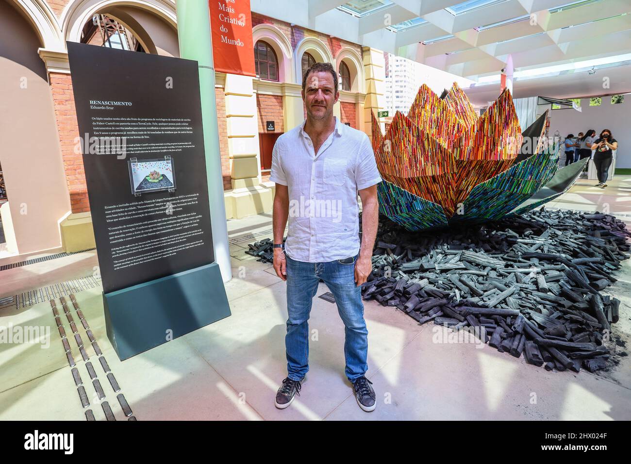 São Paulo, 8/03/2022, Erick Mafra during the opening of the exhibition The  most creative pencil in the world by Faber Castell at the Museum of the  Portuguese language in downtown São Paulo