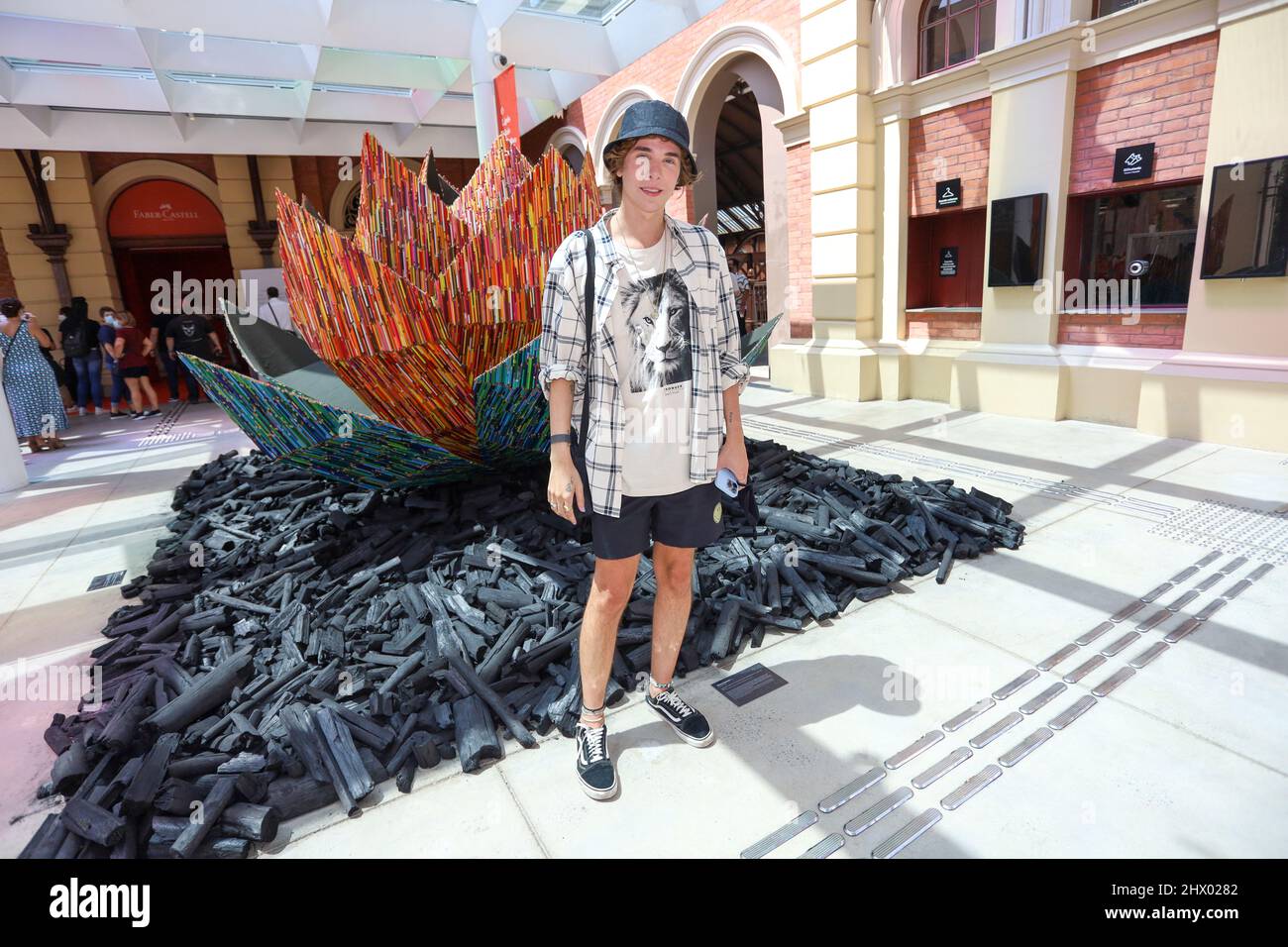 São Paulo, 8/03/2022, Erick Mafra during the opening of the exhibition The  most creative pencil in the world by Faber Castell at the Museum of the  Portuguese language in downtown São Paulo