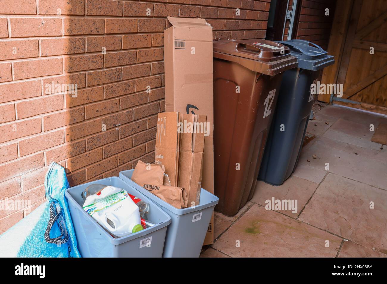 Bins, Litter, Recycling and sorting household waste Stock Photo Alamy