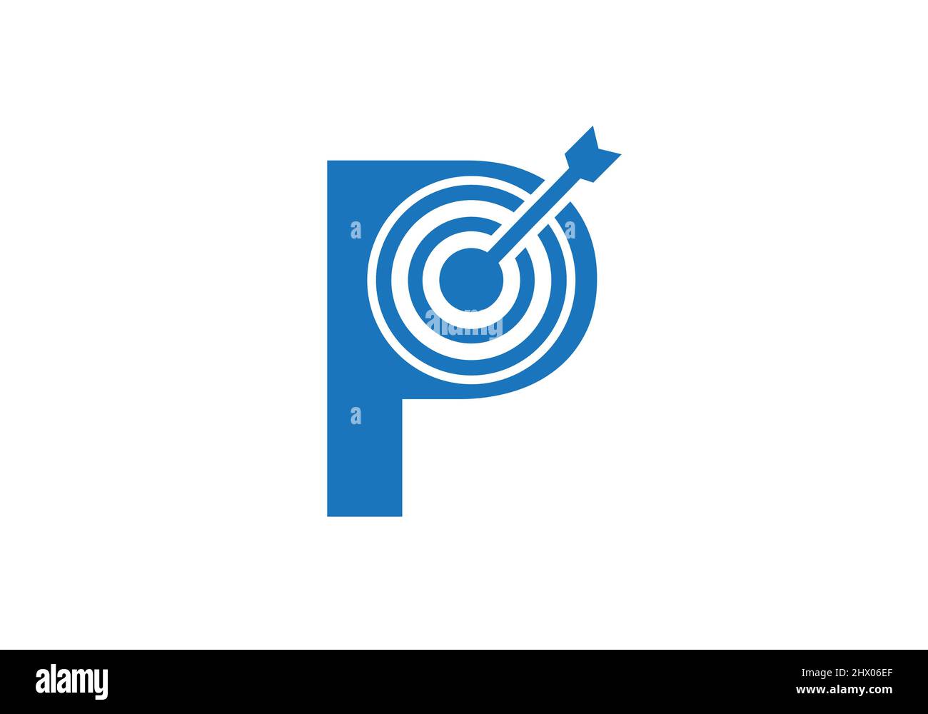 Marketing target vector with P letter. Shot target logo with B letter vector eps Stock Vector