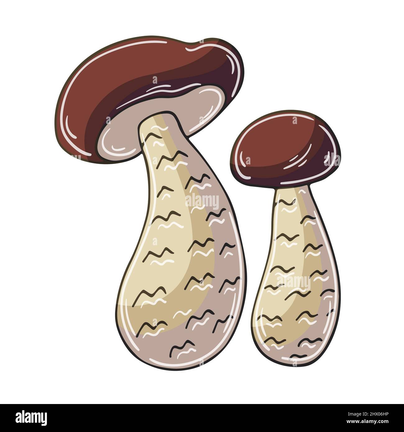 Cortinarius esculentus. Small set of hand drawn style vector illustrations. Children's drawings, autumn. Collection of icons, signs, pins, stickers Stock Vector