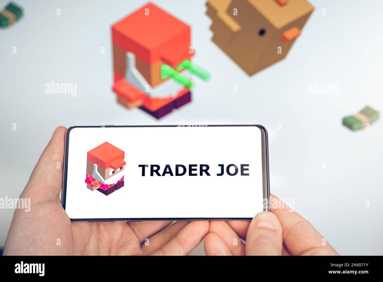 Russia Moscow 19.01.22 Logo of Trader Joe crypto exchange. Cryptocurrency  token, coin in mobile phone. Trading business blockchain platform to  buy,sel Stock Photo - Alamy
