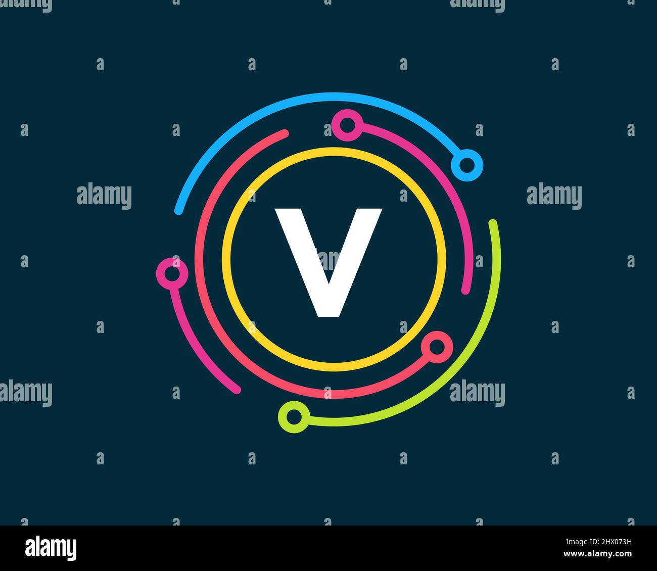 Technology logo design with V letter concept. Letter V technology logo