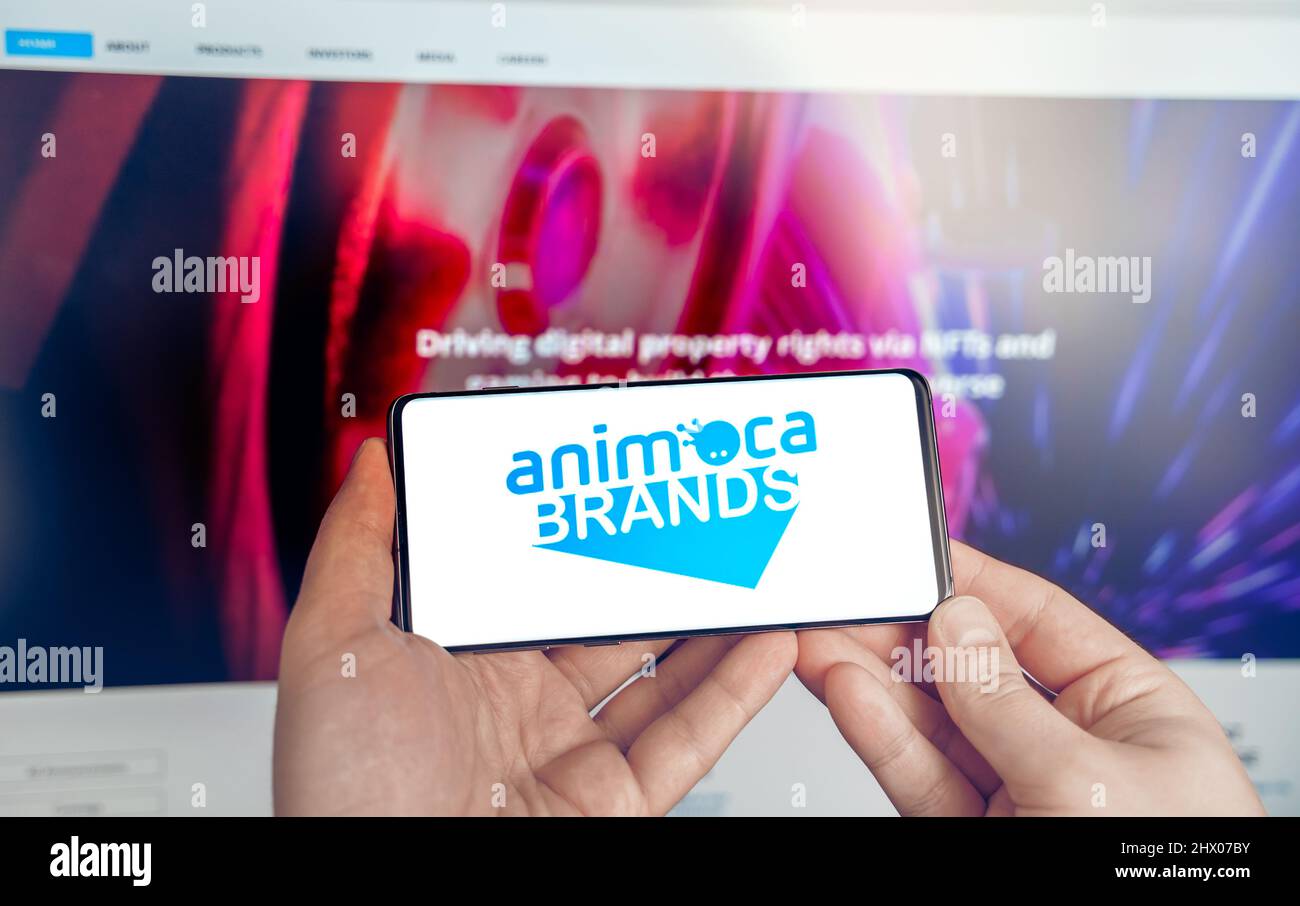 Russia Moscow 19.01.2022 Logo of company Animoca Brands. Production of  applications, crypto games. Buy land in virtual world. Blockchain nft  cryptocur Stock Photo - Alamy