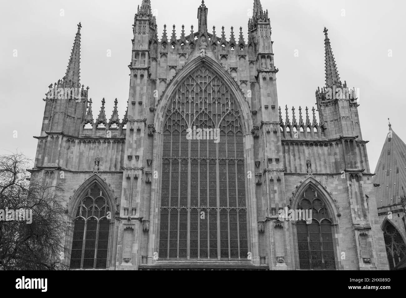 York.Yorkshire.United Kingdom.February 14th 2022.View of the great east end window of York