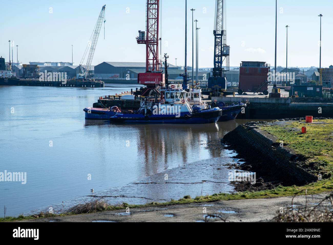 View of Foynes buildings and architecture, aviation museum, cargo port