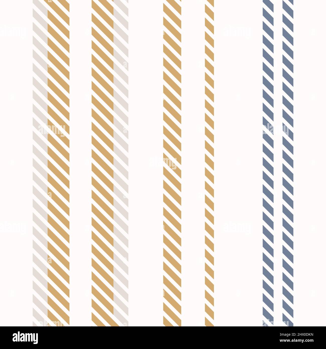 Seamless French country kitchen stitch stripe fabric pattern print. Yellow white vertical striped background. Batik dye provence style rustic woven Stock Vector