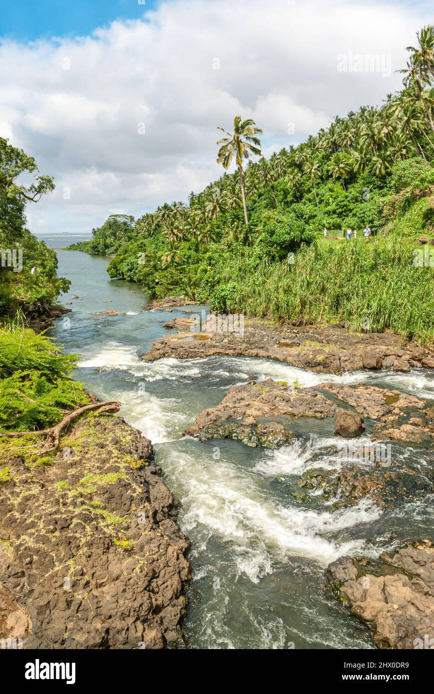 Rainforest river near Falefa Falls, Upolu Island, Western Samoa Stock Photo