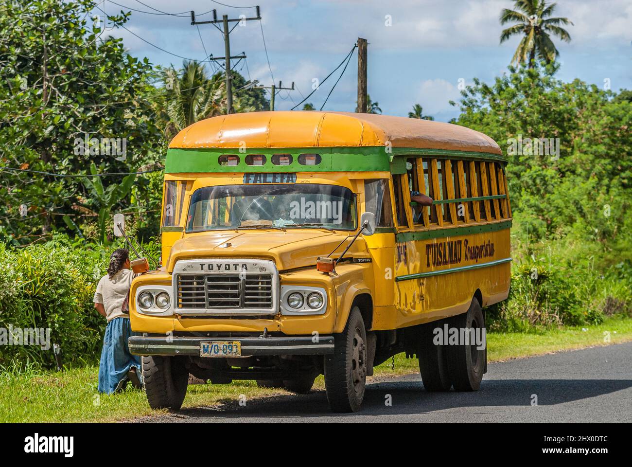 Traditional Samoan local bus, Upolu Island, Western Samoa Stock Photo