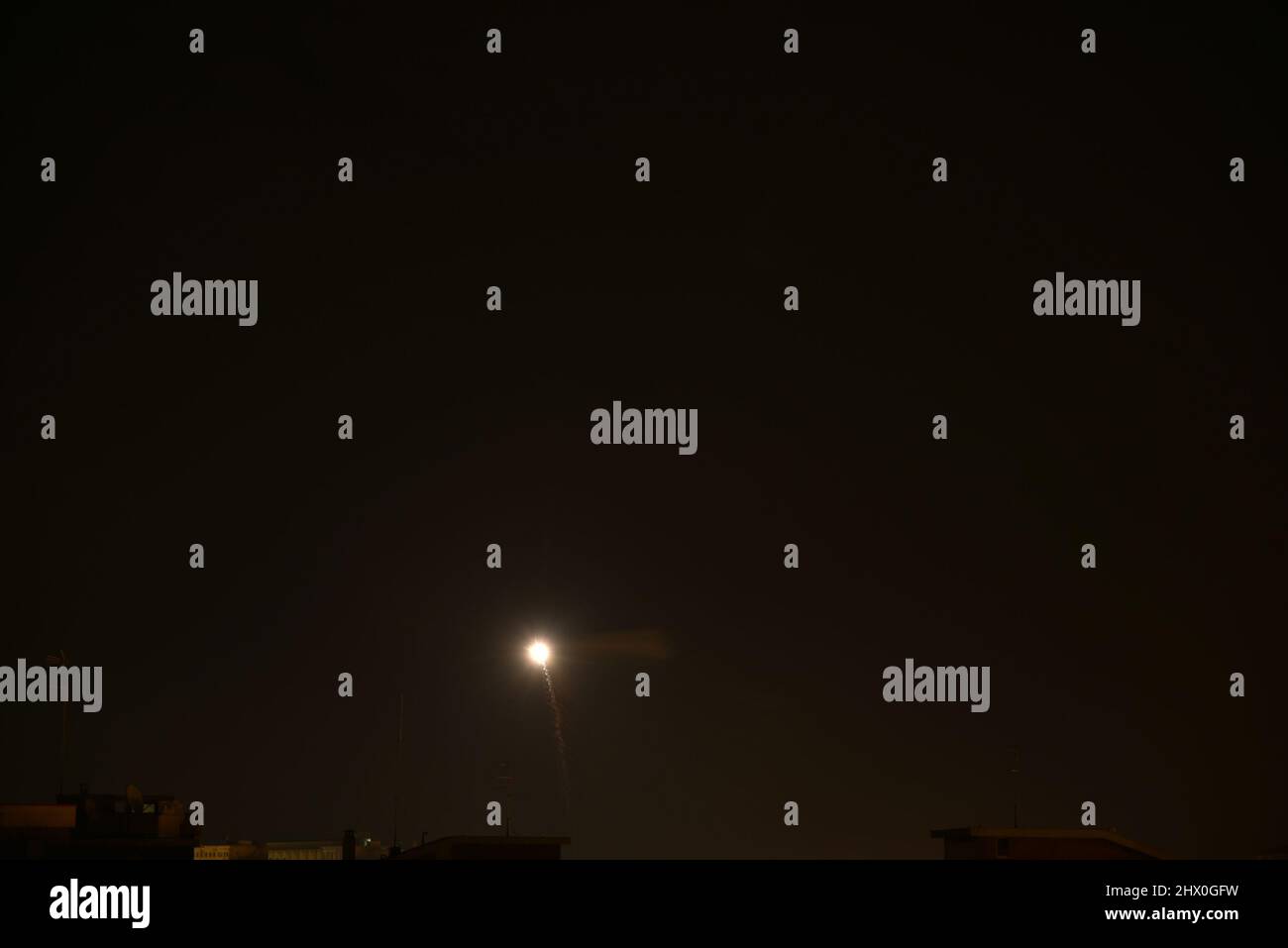 Fireworks by Night on a Black Sky Background Stock Photo