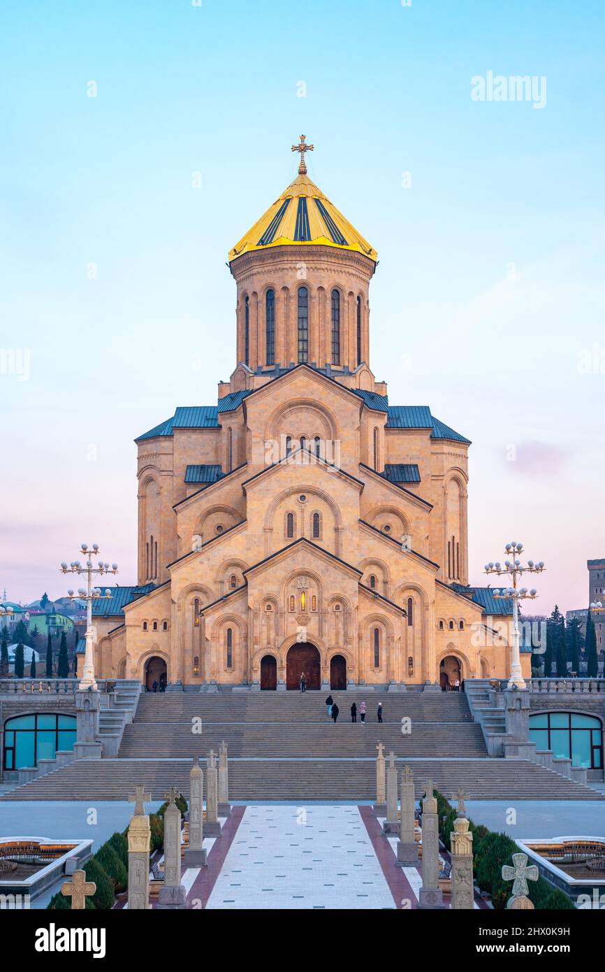 Holy Trinity Cathedral of Tbilisi - Sameba in the evening, Georgia ...